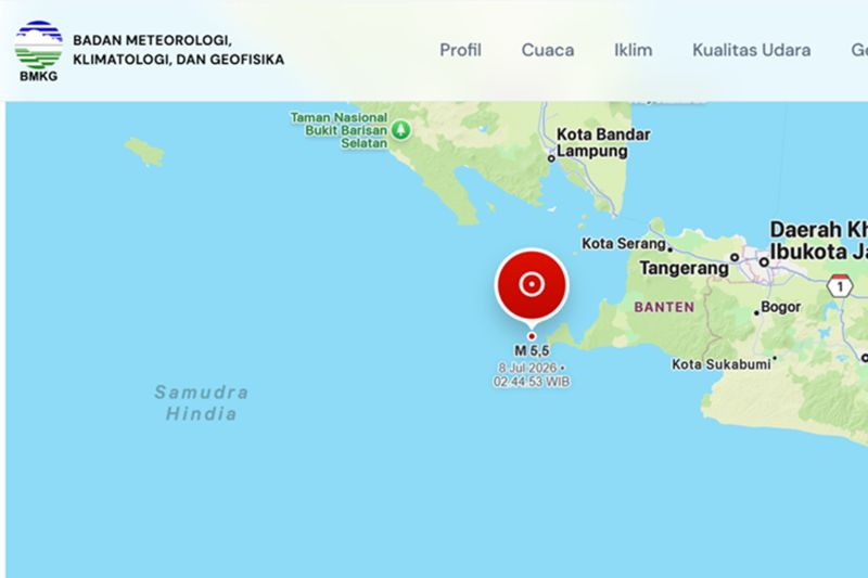Gempa M5,5 Guncang Selat Sunda, Aman dari Tsunami